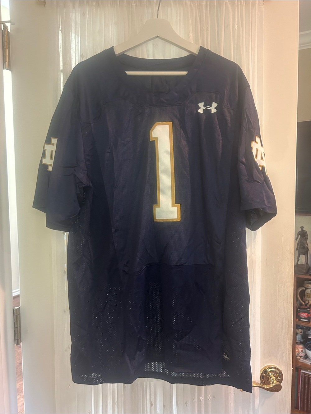 Under Armour Navy Blue Notre Dame #1 Football Jersey